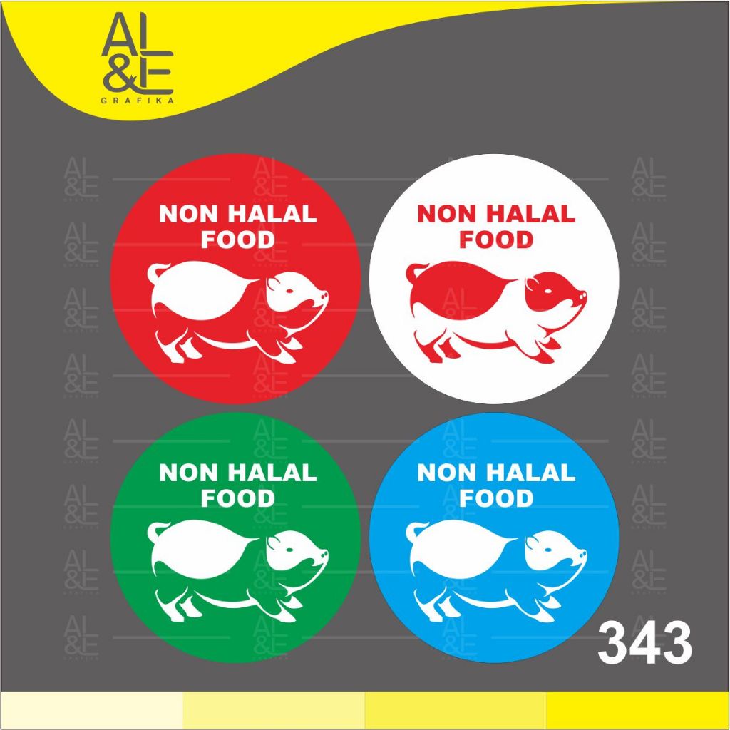 

343 - Stiker Non Halal Food, Sticker Vinyl, Cetak Premium Indoor _ Tahan Air