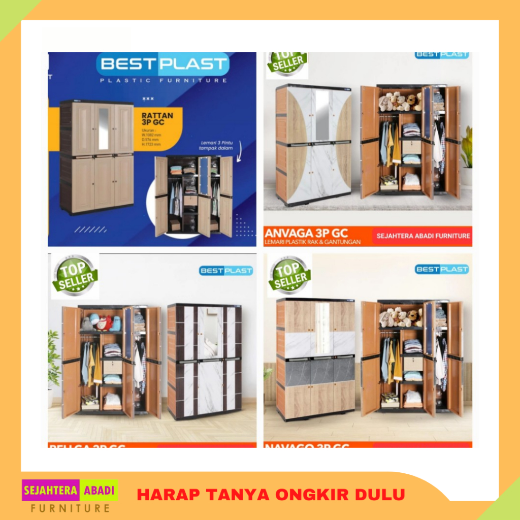 Olymplast lemari plastik plastik 3 pintu GC gantungan rak best plast
