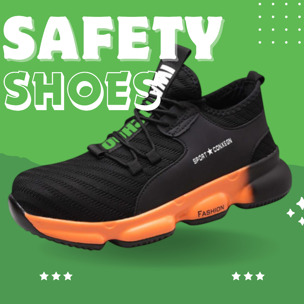 Sepatu Safety Pria Safety Shoes Ujung Besi Baja SI09 Anti Smash Casual