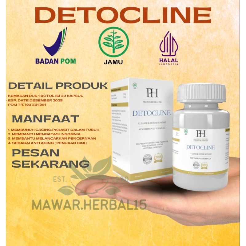 Detocline Asli Original BPOM Obat Penghilang Parasit Herbal Penghilang Bau Mulut