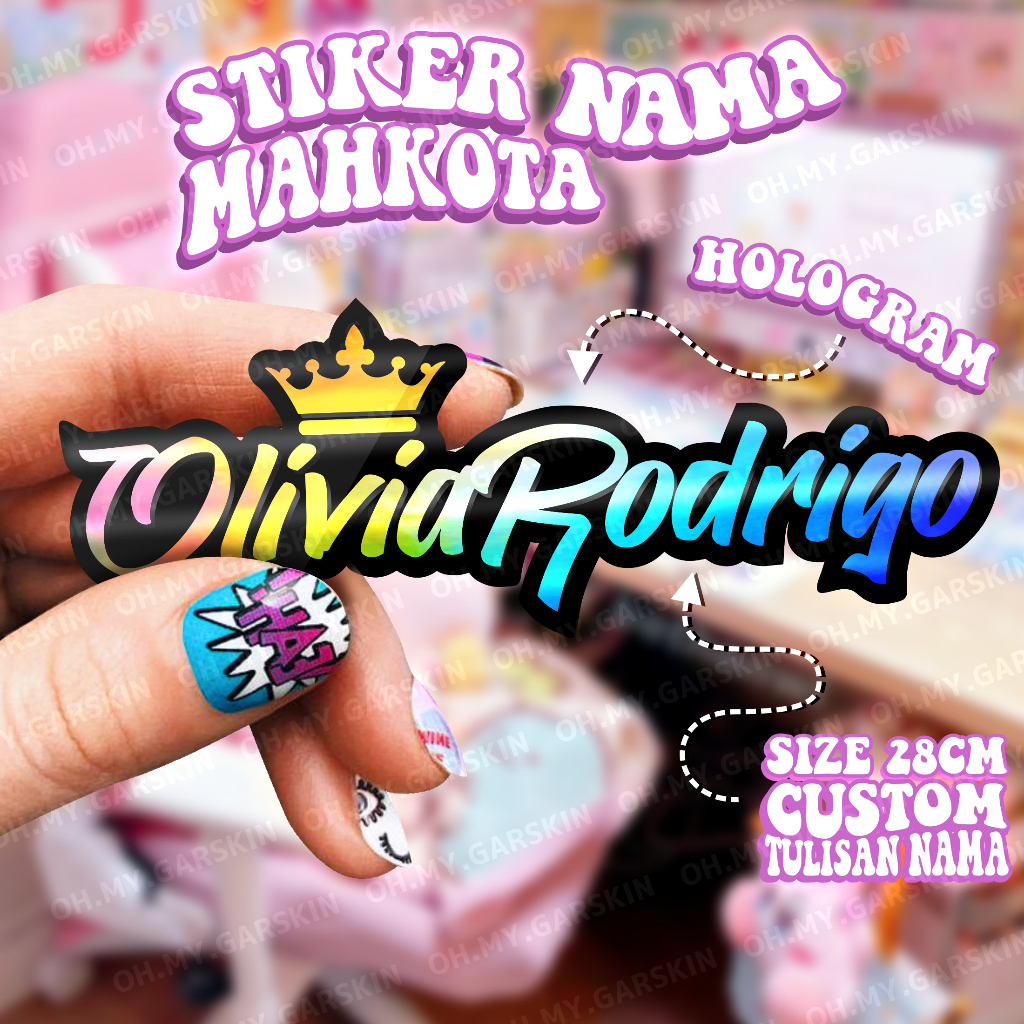 

Stiker Mahkota Hologram Custom Tulisan Nama King & Queen Cutting Stiker Waterproof