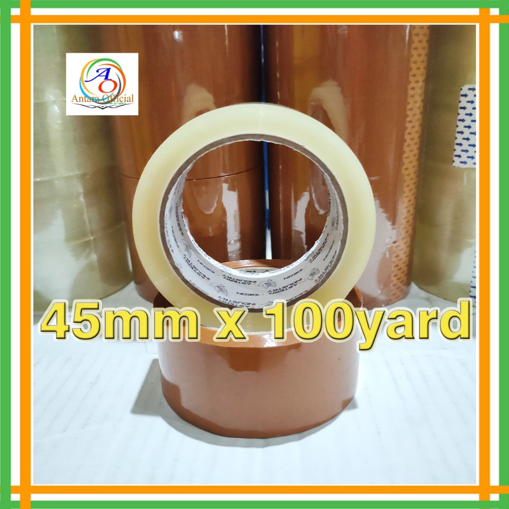 

Lakban 2 Inch 45mmx100yard 45 micron Isolasi Selotip Clear Adhesive Tape Lakban Bening Coklat Opp Packing Transparan Super Lengket