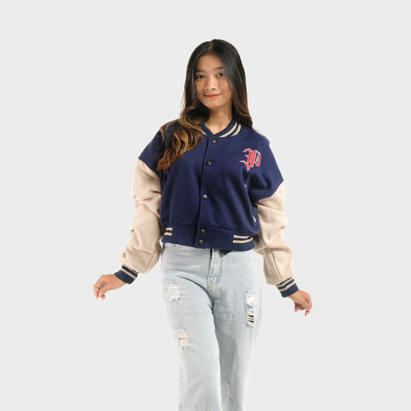 PHOMPPHIESS Jacket Varsity Crop Oversize Jaket Baseball Crop