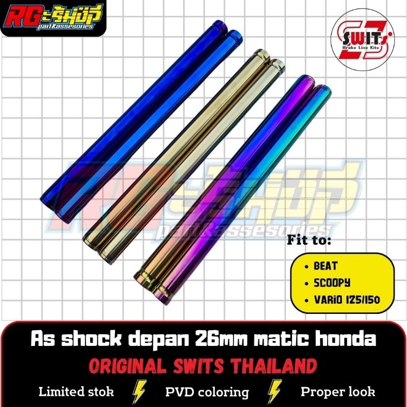 As Shock Sok 26mm 26 MM Matic Honda Beat Scoopy Genio Vario 125 150 Swits Thailand Gold Blue Rainbow