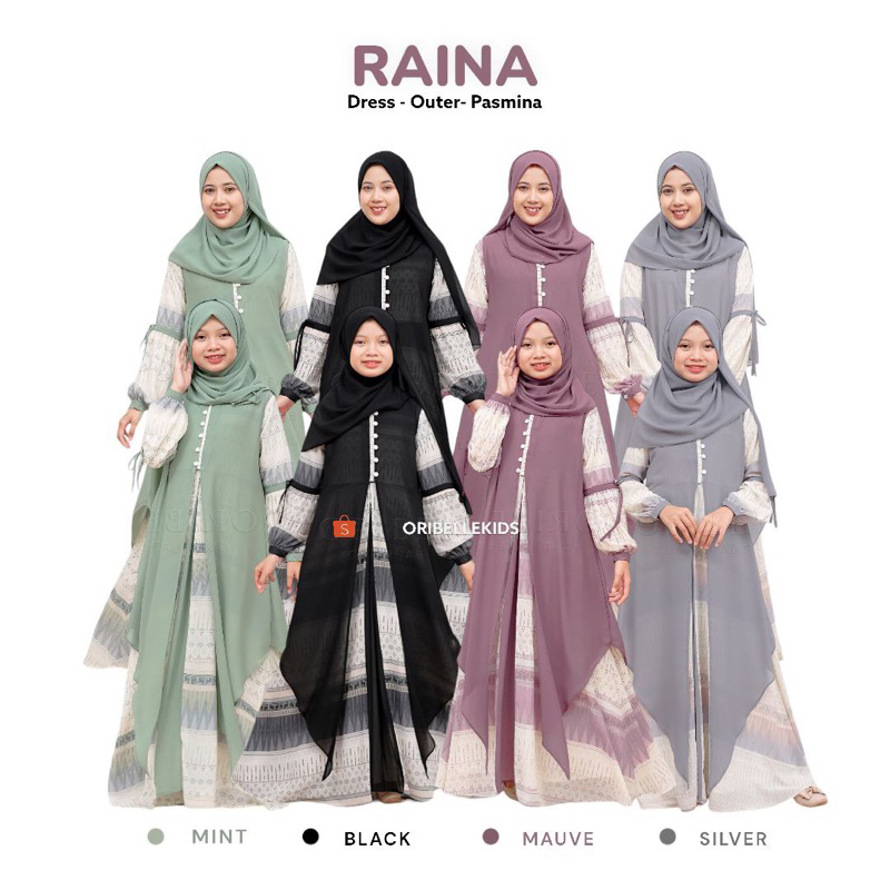 Raina by Oribelle/dress muslim/gamis couple ibu dan anak/gamis keluarga/gamis premium/baju muslim an