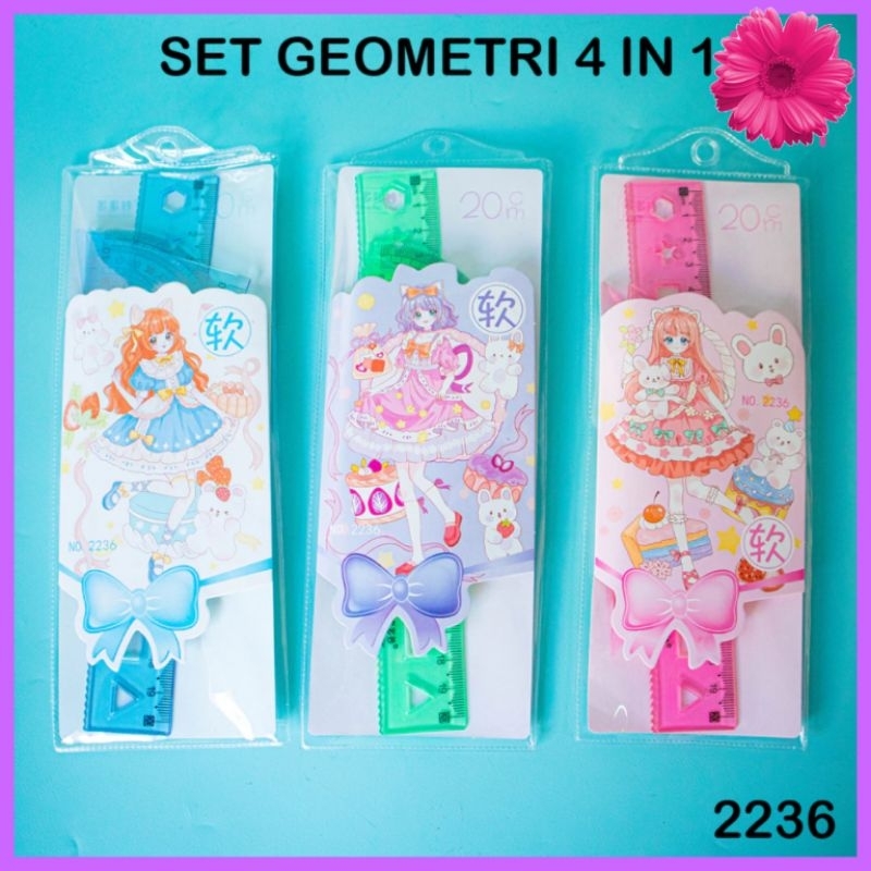 

penggaris lentur 20 cm set 4in1 flexible ruler tidak mudah patah murah dalam kemasan cantik