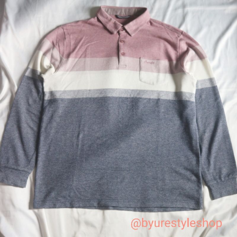 CROCODILE Long Polo Shirt Knitwear Kaos Lengan Panjang Kancing Button