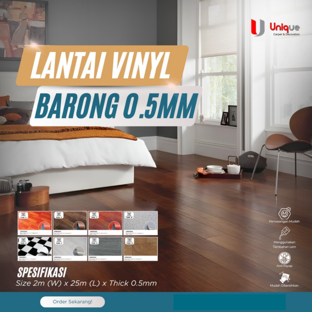 Vinyl Roll Barong Motif Corak Semen / Vinyl Roll tebal 0.5mm Abu Corak / Karpet Penutup Lantai