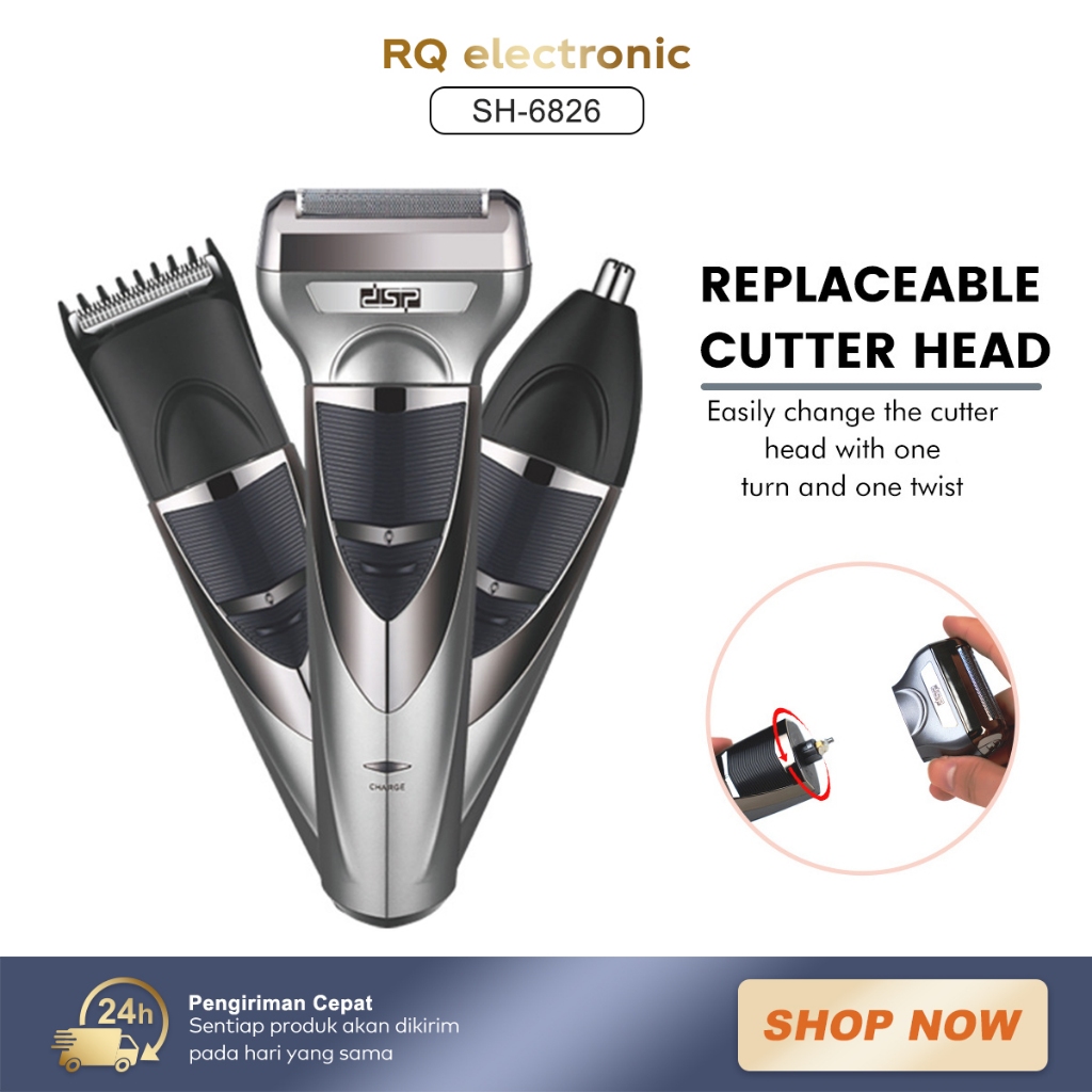 NIKAI 6826 Set Alat Cukur Rambut Elektrik / Alat Cukur Rambut Elektrik Original / Pembersih Bulu Hid