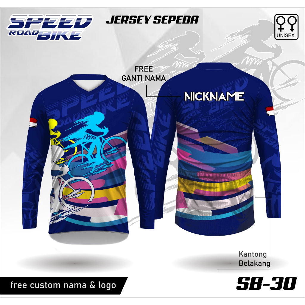 Jersey kaos sepeda baju gowes spead road bike kantong belakang panjang