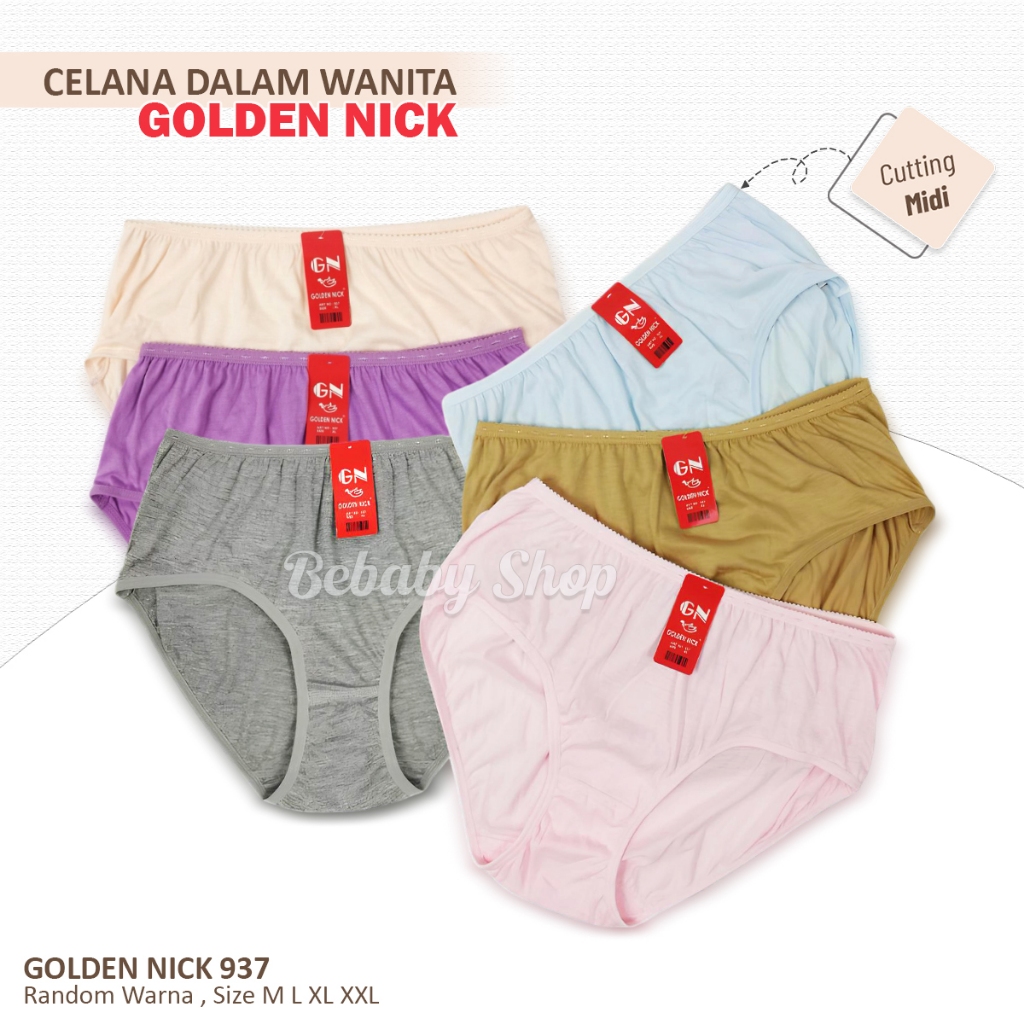 1pc Celana Dalam Wanita Basic Midi Warna Terang | CD Golden Nick 937 Muda | CD Wanita GN937 M L XL X