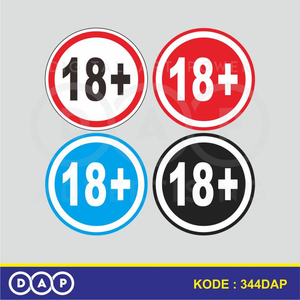 

344 - STIKER LABEL 18+ (15 X 15 CM) - VYNIL - TERBAIK