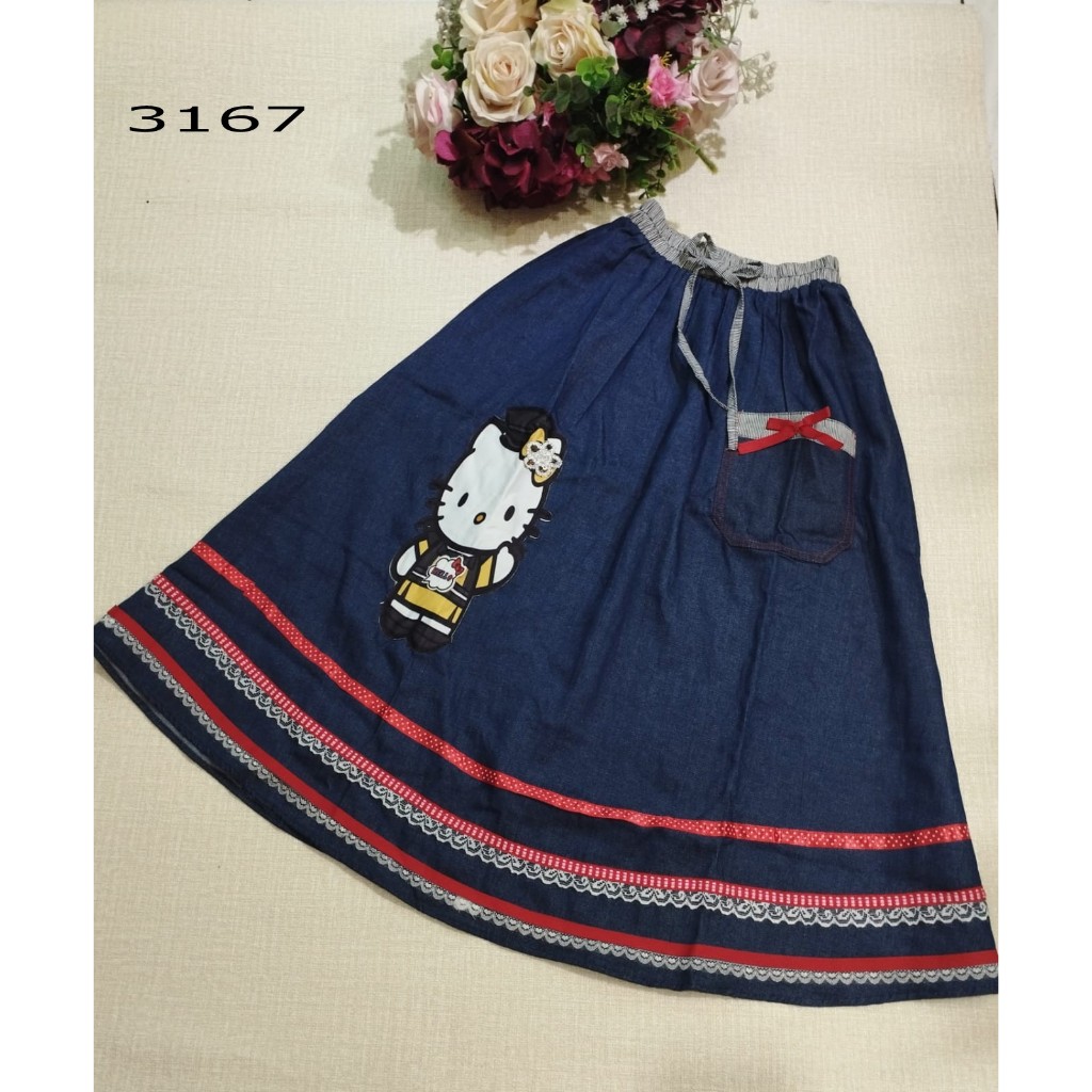 ROK JEANS ANAK PEREMPUAN PANJANG UMUR 8 TAHUN ( ROK PAYUNG )