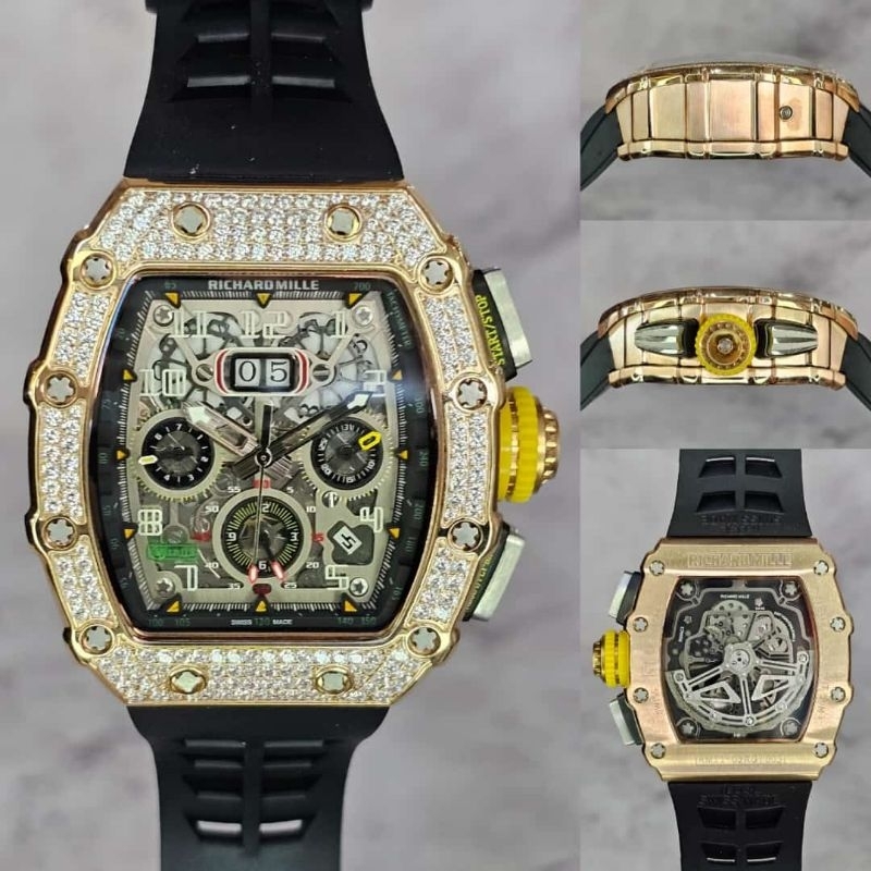 Jam tangan Automatic RM 11-03 Rosegold Ice Out Diamond fullset