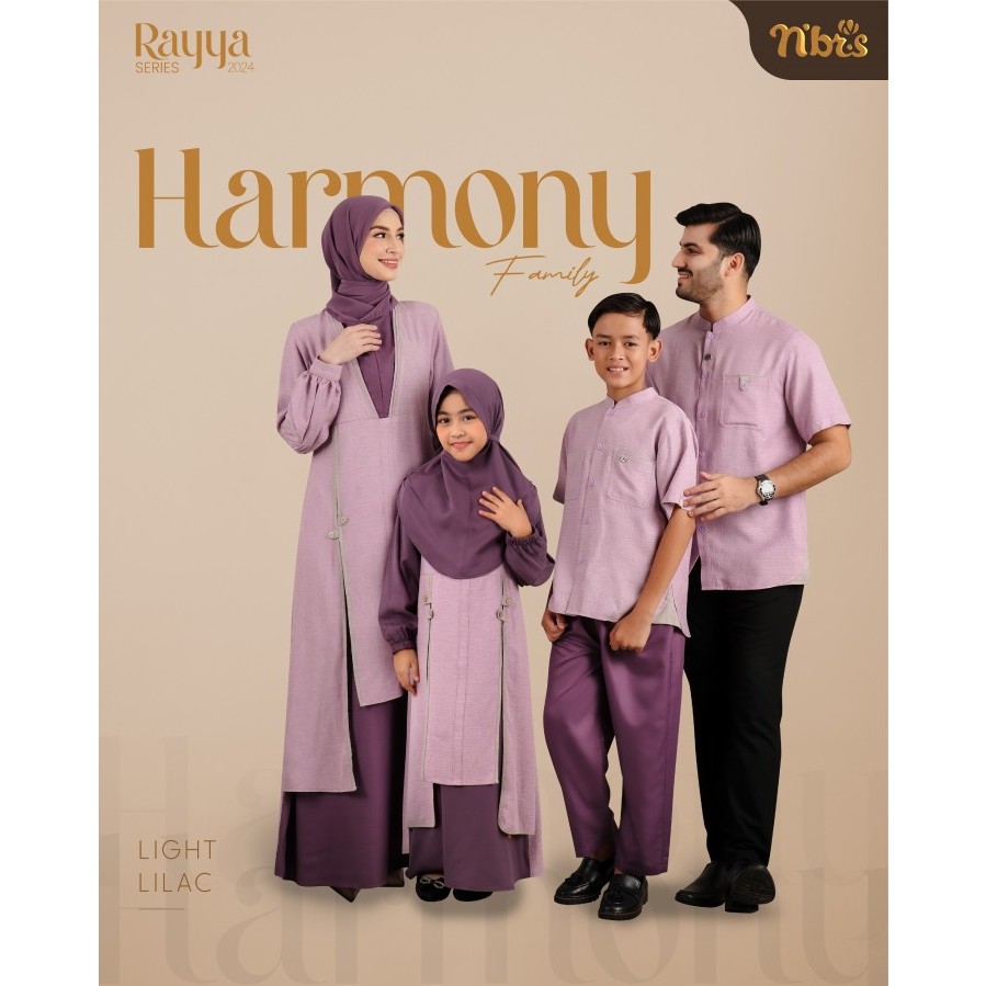 Gamis Couple Lebaran Termurah Sarimbit Nibras HARMONY LIGHT LILAC Gamis Couple Keluarga Termurah