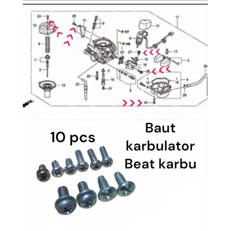 baut karbulator honda beat karbu