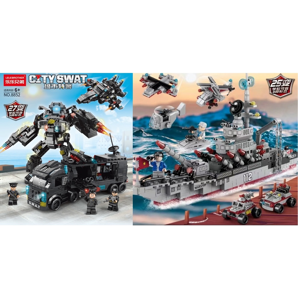 Military SWAT Warship/Battleship Nano Bricks Robot Polisi Bricks Lego Block City Police Vehicle Hawk