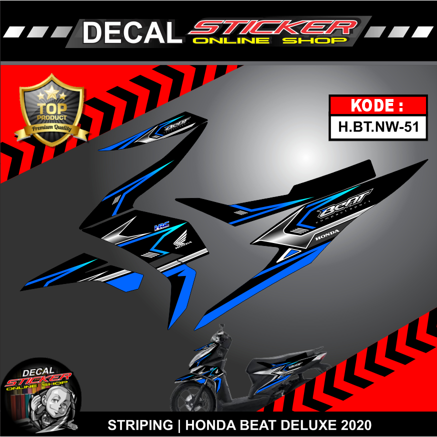 Sticker striping motor Honda BEAT DELUXE 2020-2021 variasi keren