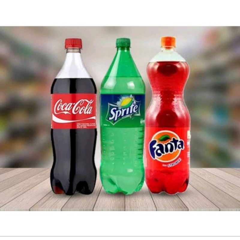 

FANTA STRAWBERRY, COCA COLA, SPRITE KEMASAN 1LITER-MINUMAN SODA SEGAR