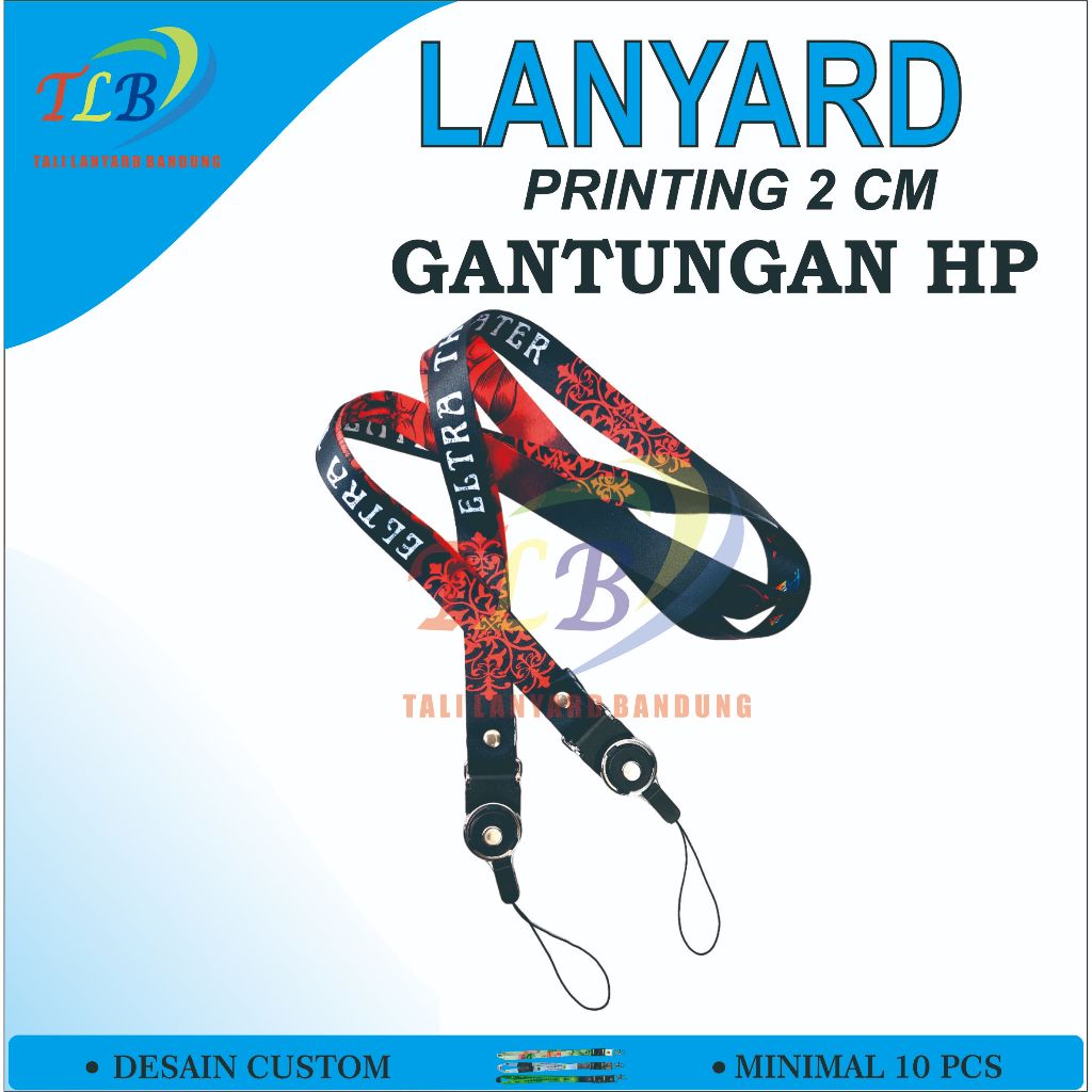 

Cetak tali lanyard id card 2 cm 1 muka finishing rotate/lanyard kalung custom cante
