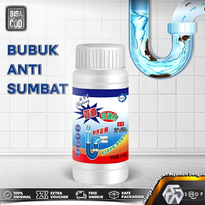 Bubuk Pembersih Anti Sumbat Saluran Air-Anti Mampet Pipa Wastafel Toilet Kloset