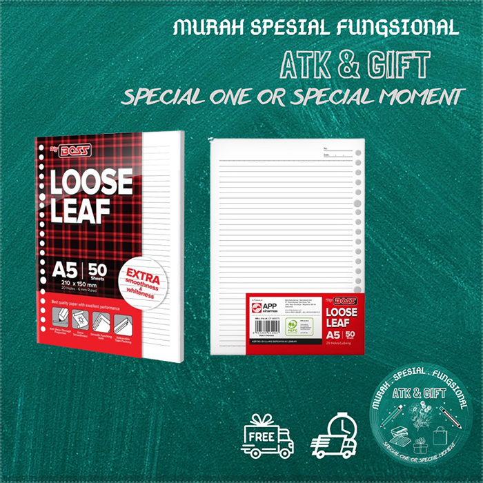 

LOOSE LEAF A5 BOSS 50 SHEET 20 LUBANG