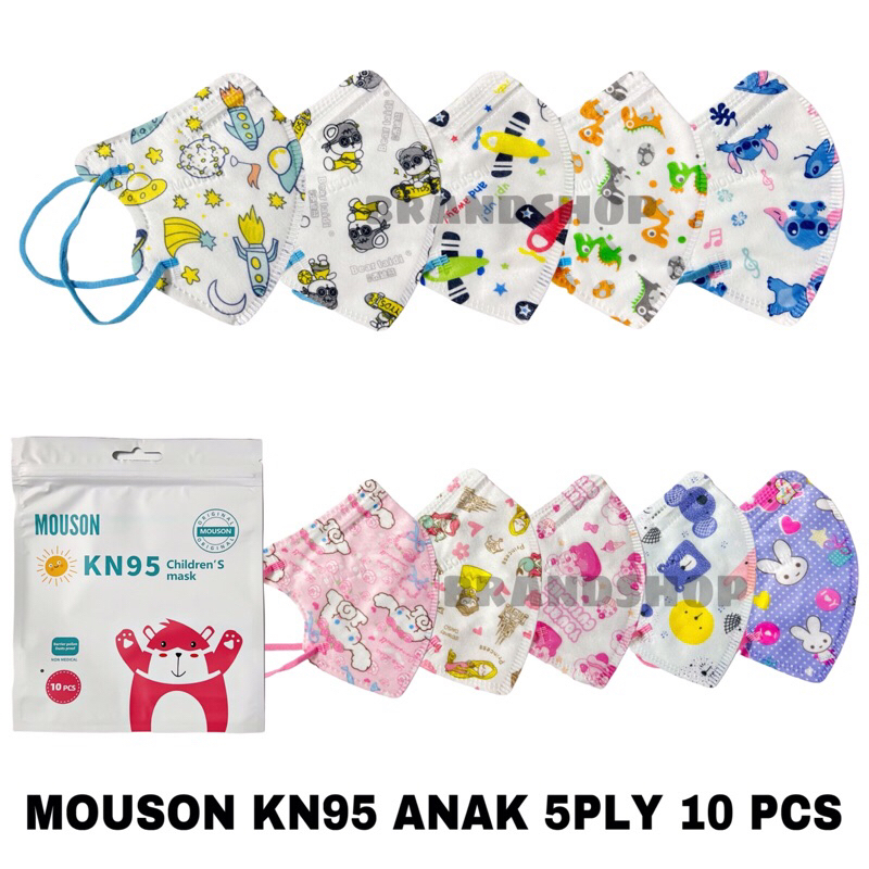 Masker KN95 Anak Mouson Mix Motif Lucu 5ply isi 10 pcs
