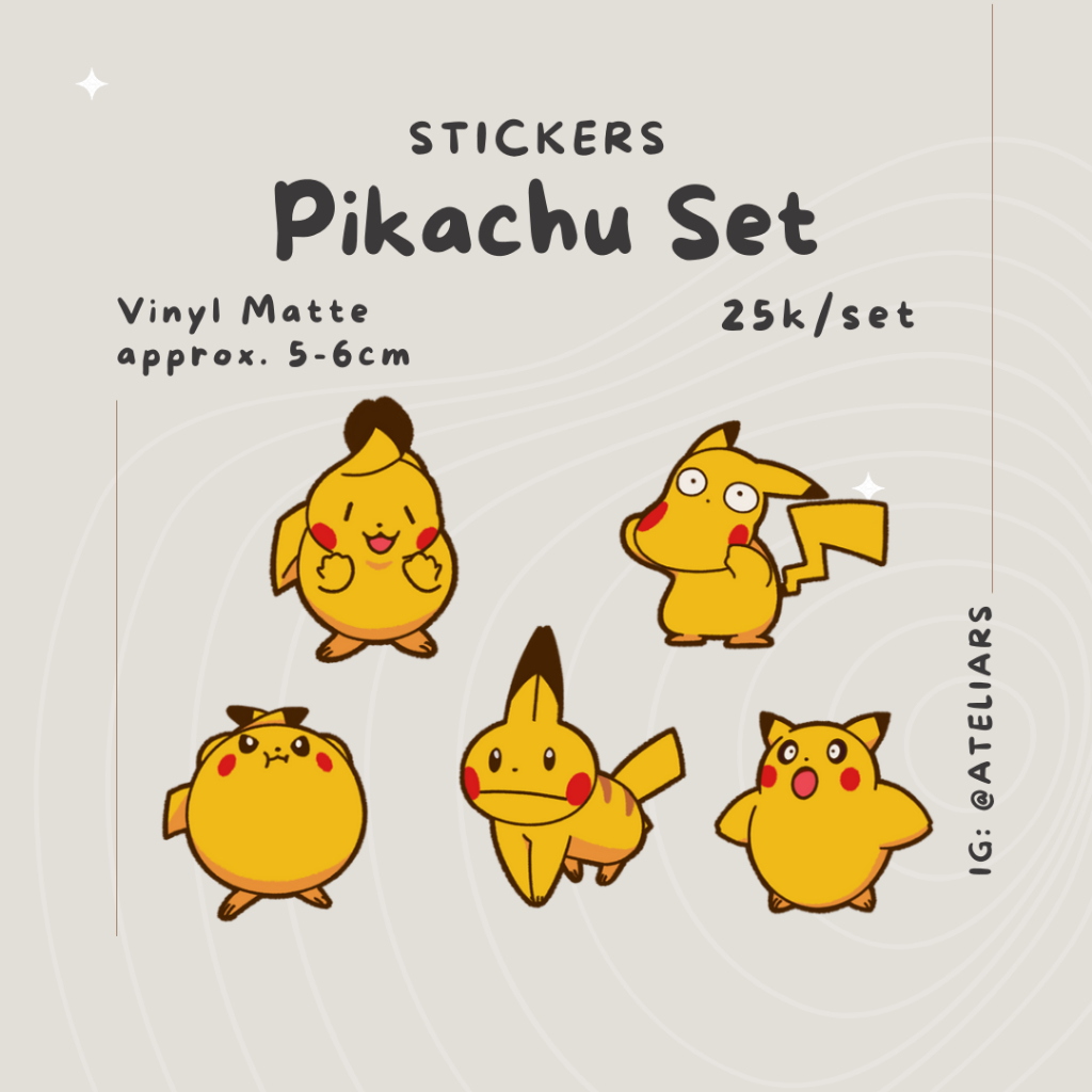 

Sticker Set Pikachu Pokemon Cute Kawaii Stiker Dekorasi Jurnal