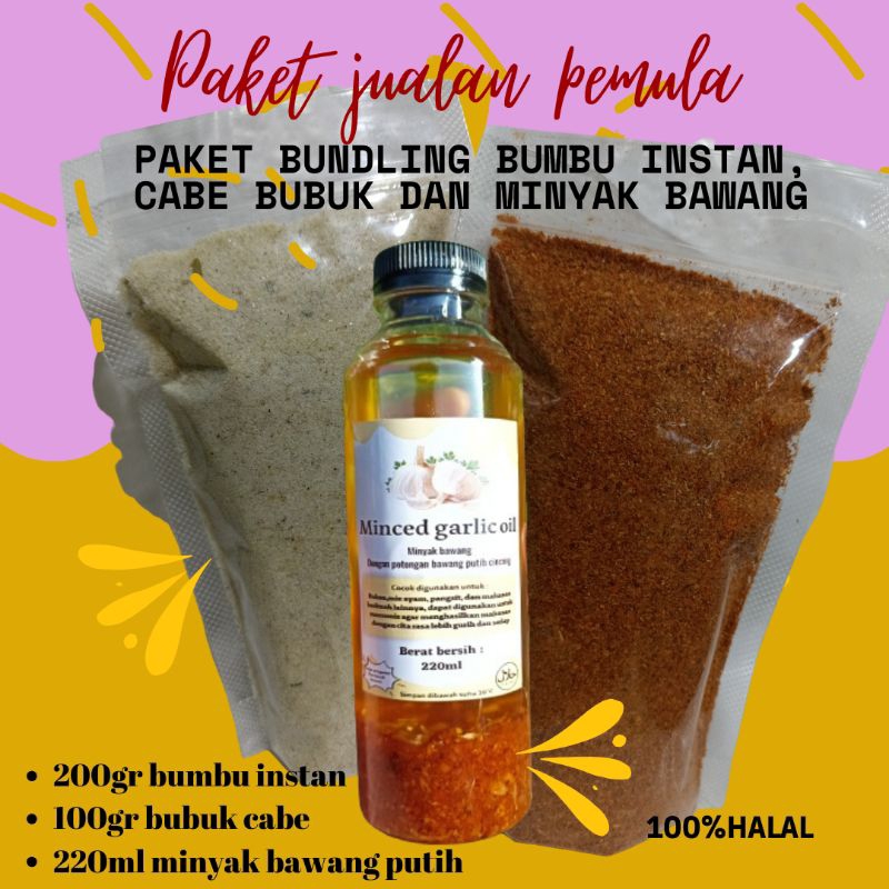 

paket bundling bumbu instant, cabe dan minyak bawang