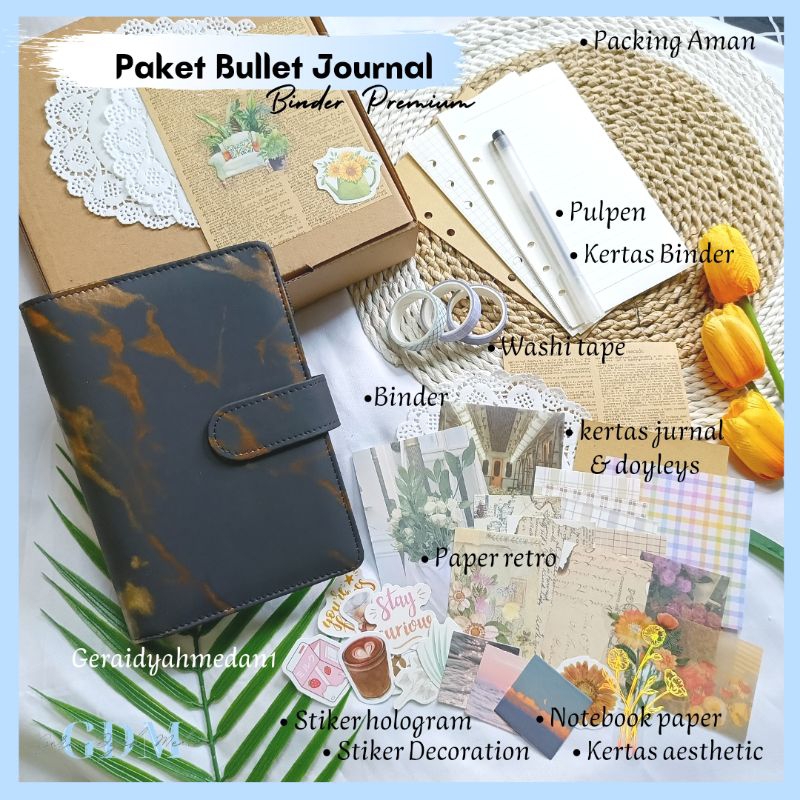 

Paket Bullet Journal Journaling Kit Vintage Binder Premium