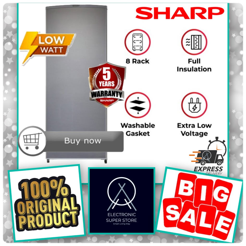 FREEZER SHARP FJM 189 NSS FJM189 NSS 6 RAK FREESER ES BATU ASI SHARP LEMARI ES FREEZER