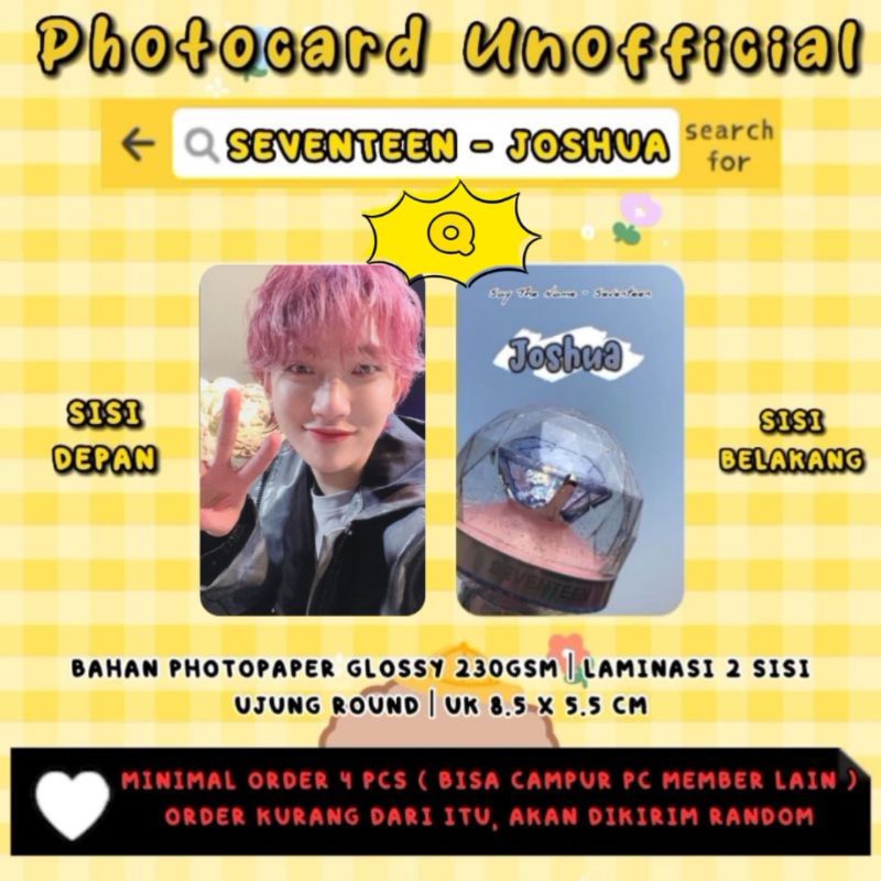 Photocard Seventeen - JOSHUA / Photocard Unofficial / Photocard JOSHUA SEVENTEEN