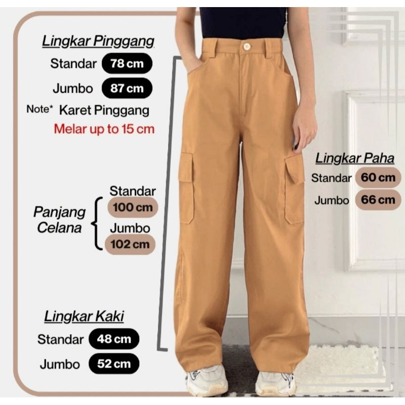 celana cargo wanita american drill