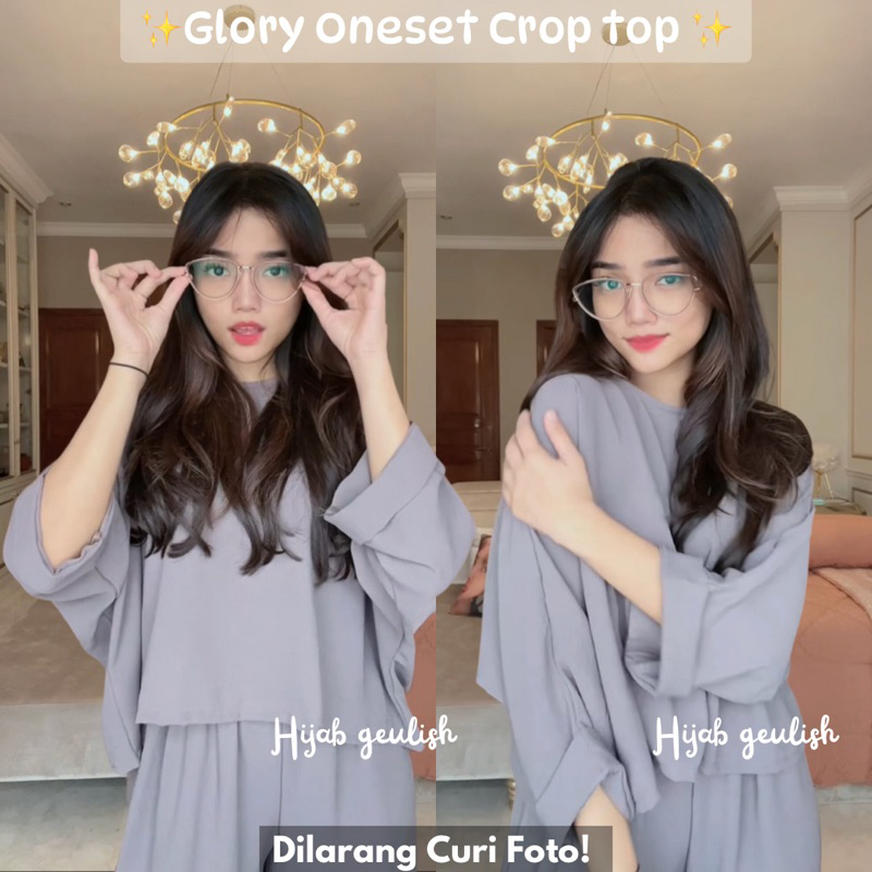Glory one set crop top Crinkle / setelan wanita crinkle murah