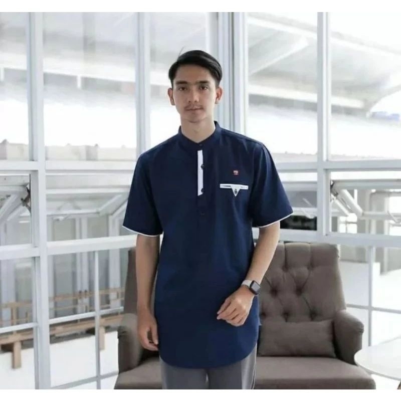 AZAKA - BAJU KOKO KURTA SAGHARA - KURTA DEWASA LENGAN PENDEK - MATERIAL TOYOBO - SIZE M L XL XXL - K