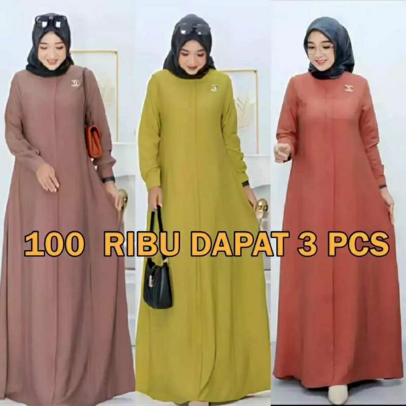 (3PCS GAMIS MARYAM CUMA 100RIBU) //GAMIS MARYAM POLOS JUMBO MURAH