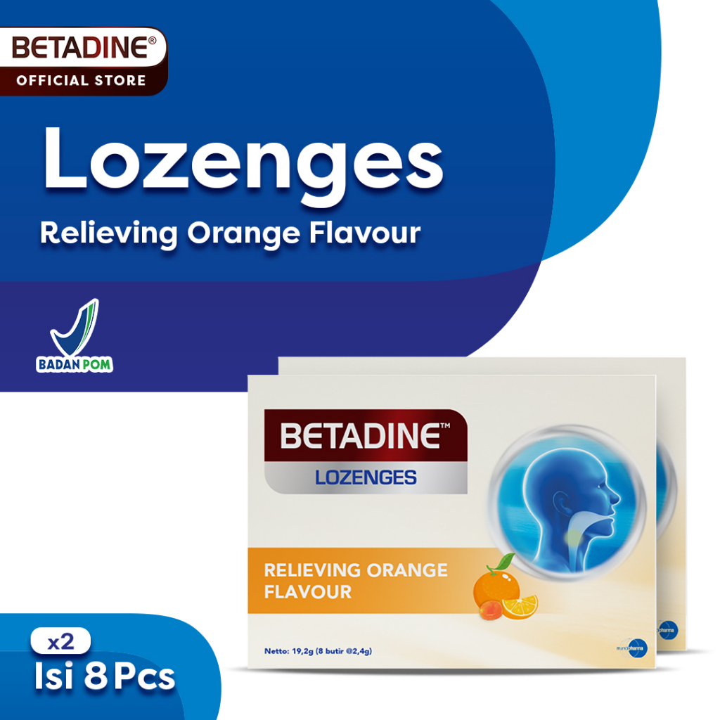 

[Gimmick FM] BETADINE LOZENGES ORANGE FLAVOUR Permen Pelega Tenggorokan