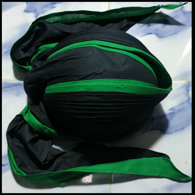 ART L83Y Blangkon Jogja Lipat Hitam Lis Hijau Sliwir Ukuran Pria Dewasa dan Anak Kecil  JUMBO dan KE