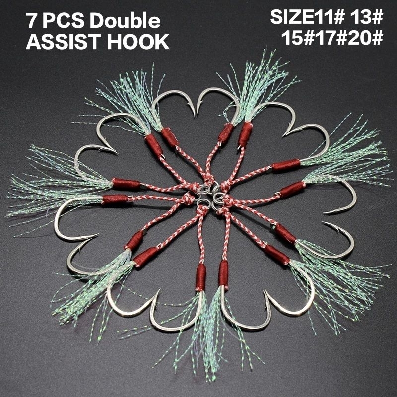 7 PCS Double HOOK Untuk Jig 5-110gram |  Assist Hook Micro Jig
