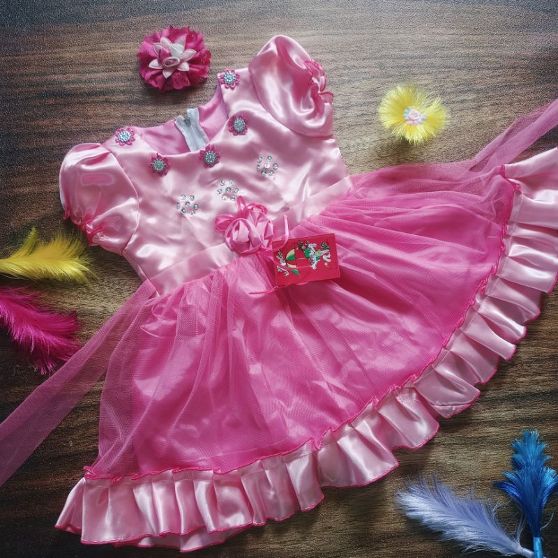 Gaun Anak Perempuan Usia 2 Tahun + , Satin + Kerut Cantik