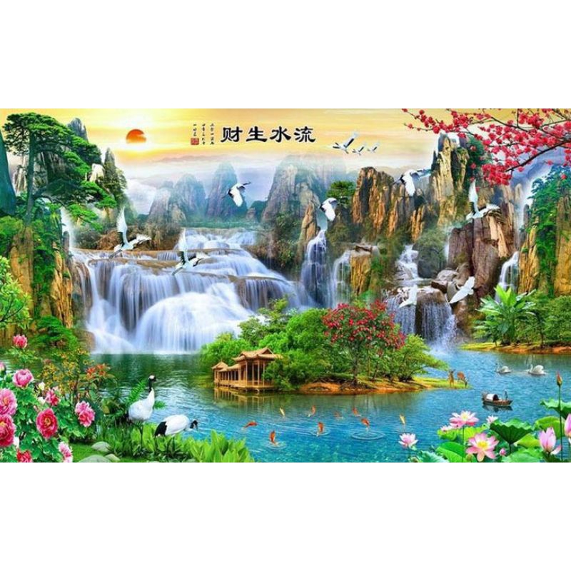 Poster Cetak, PEMANDANGAN AIR TERJUN, Ukuran JUMBO, 100x70cm & 150x100cm & 200x100cm/Poster Cetak/Hi