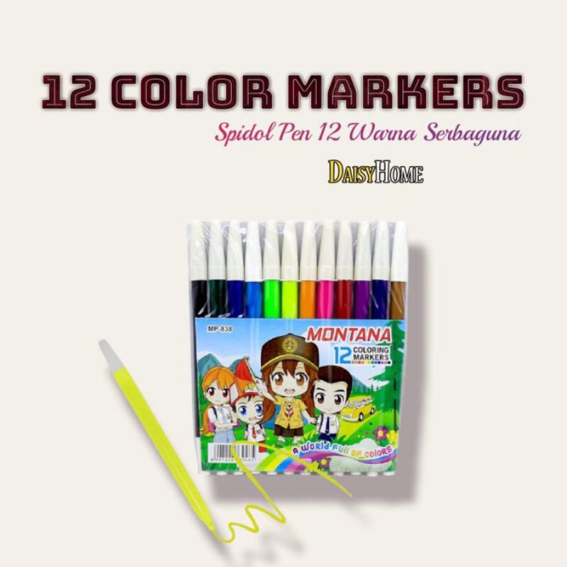 

SEPIDOL WARNA 12 COLOR MARKERS MONTANA