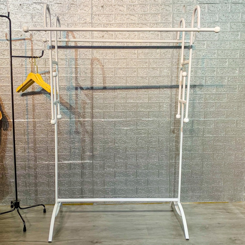 StandHanger 2 Sisi Kerajaan White | Display Baju Mewah 150 CM | Display Baju Putih | Display Premium