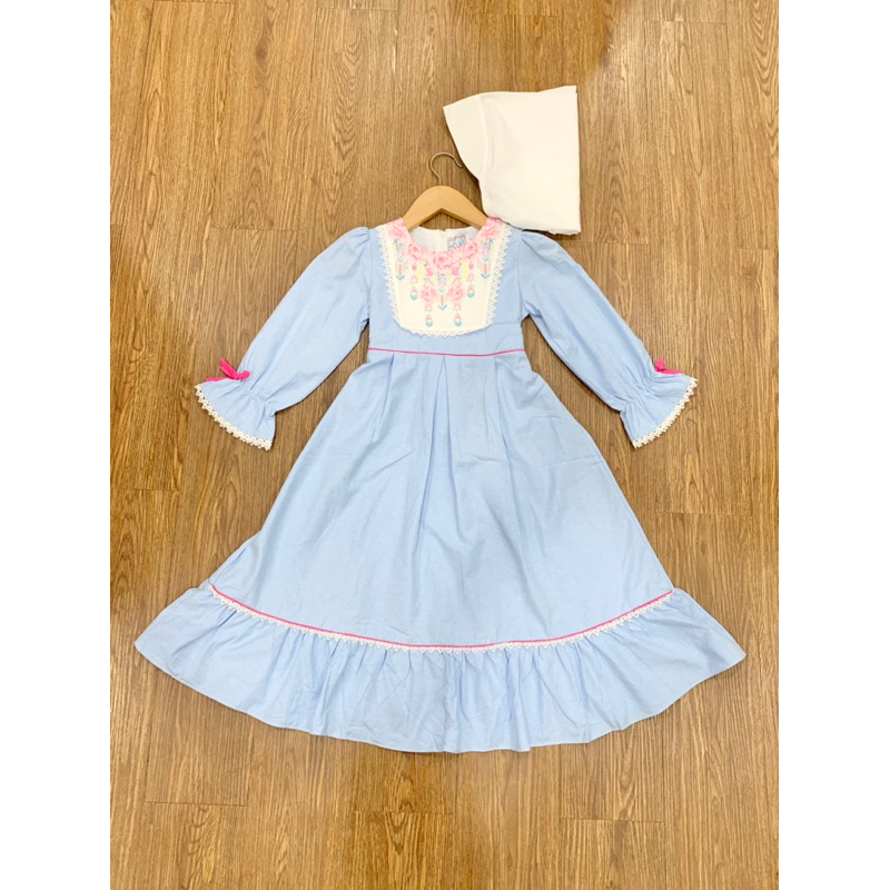 Gamis Polos Renda Anak Perempuan