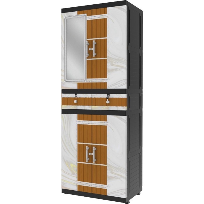 Naiba - 9724 / 9704 MSC DRAWER | Lemari Pakaian Plastik Naiba FIT Jumbo Kaca MIROR + Kunci FULL RAK 