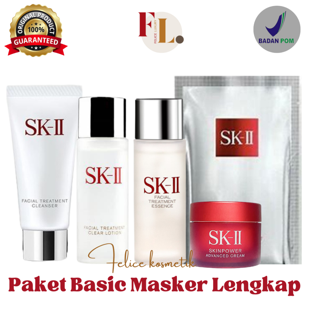 SKII SK2 SKII SK II PITERA ESSENCE FTE ESSENCE FACIAL TREATMENT ESSENCE Paket Trial/Medium Basic SKIN POWER + 3D Mask (Antiaging) MASKER PITERA MASK