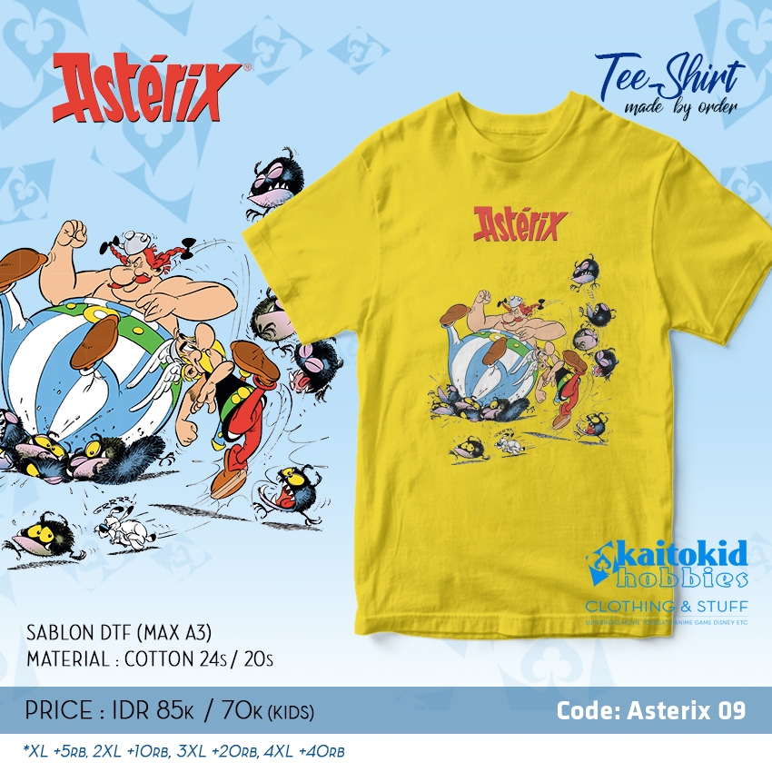 Kaos ASTERIX OBELIX Virus Bakteri komik Jadul bisa custom desain bebas