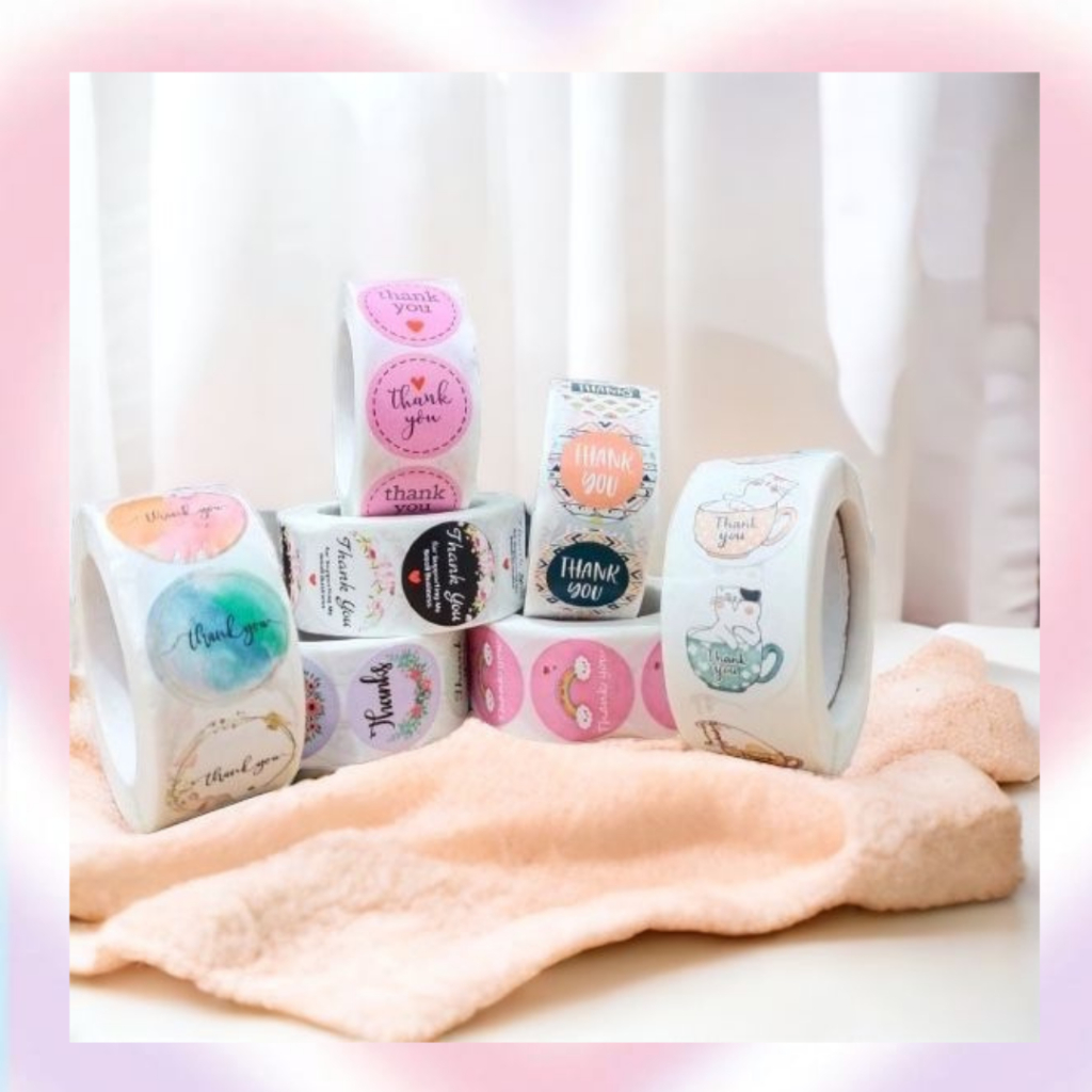

[PROMO! BUY 1 GET 1] 25 PCS Sticker Thank You Roll Self Adhesive Seal Label Roll Sticker Thank You 2.4Cm
