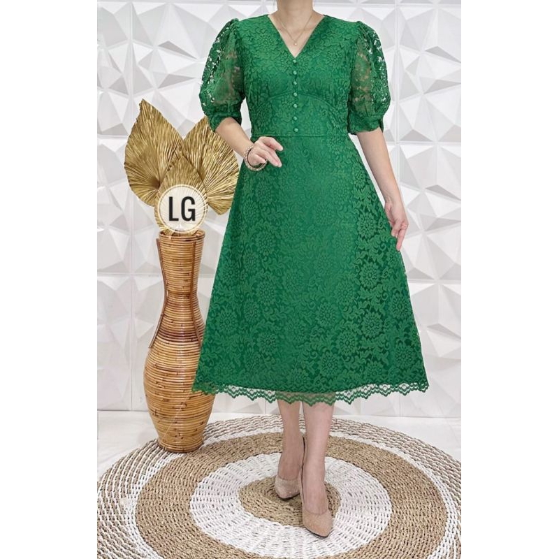 Dress brokat import lapis Furing