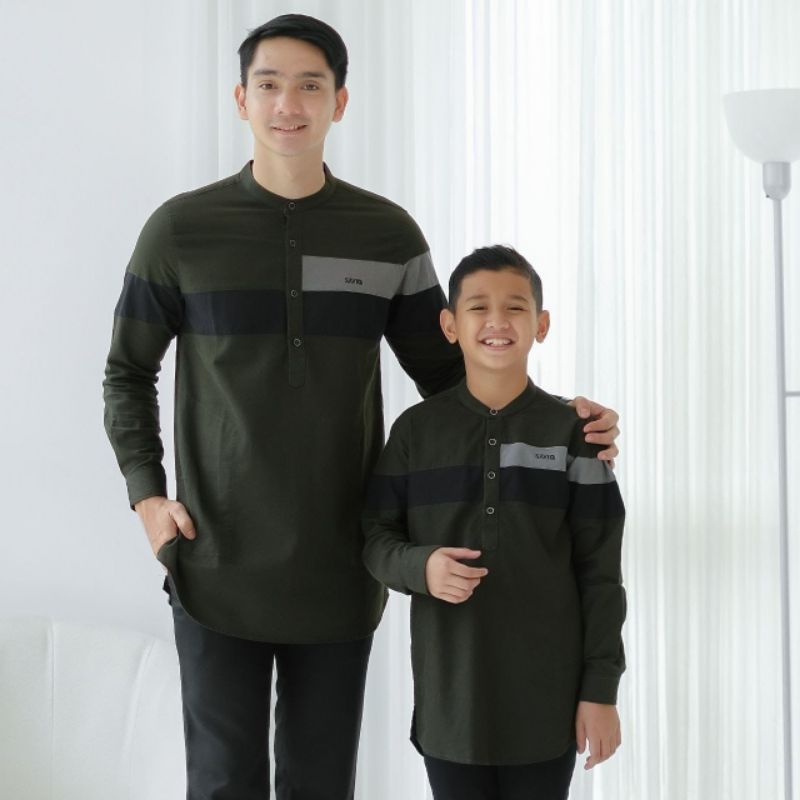 Kurta couple ayah dan anak laki laki saviq tangan panjang linen washing